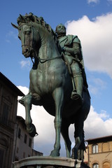 Fototapeta na wymiar Bronze statue of Cosimo I de Medici (Duke of Tuscany) in Florence, Italy. 