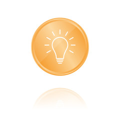 Glühbirne leuchtend Bronze Münze mit Reflektion