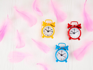 alarm clocks, retro style, tinted glass, space for text