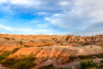 Badlands National Park in South Dakota, is a large, remote area of spectacular rock formations..