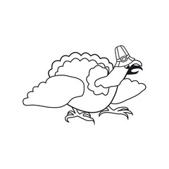 Cartoon turkey in hat. Vector image for your website