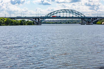 Transport bridge across the widest river in the Russian capital, Moscow
