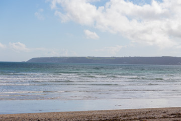 Fototapeta na wymiar Marazion in Cornwall beach view in the summertime