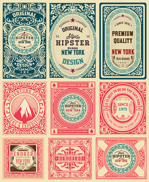 Set of 9 vintage labels