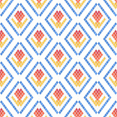 Abstract seamless pattern of bright diamonds. Geometric shapes.