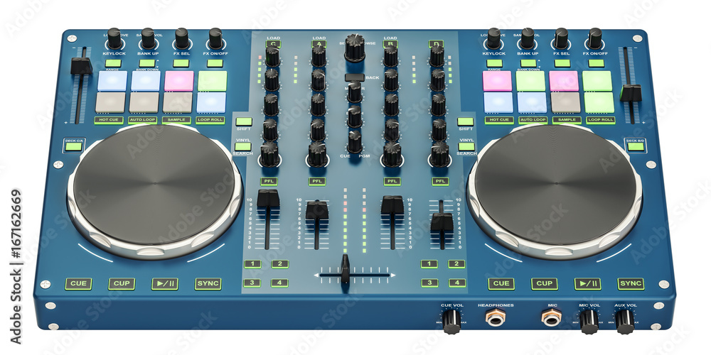 Poster dj console, 3d rendering