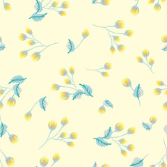 Seamless pattern in small cute flowers of antique roses and branches. Chabby chic millefleurs. Floral background for textile, wallpaper, pattern fills, covers, surface, print, gift wrap, scrapbooking,