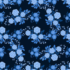 Seamless folk pattern in small wild flowers. Country style millefleurs. Floral meadow background for textile, wallpaper, pattern fills, covers, surface, print, gift wrap, scrapbooking, decoupage.