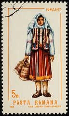 Woman in Romanian national clothes, Neamt county