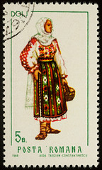 Woman in Romanian national clothes, Dolj county