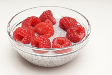 Chia pudding with raspberries