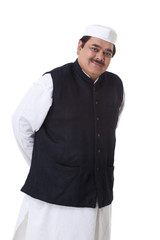 Politician standing over white background 