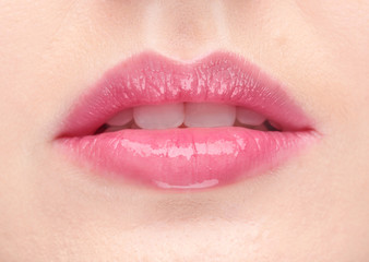 Obraz premium Lips of beautiful young woman, closeup