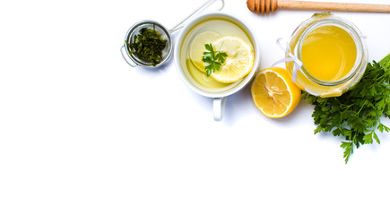 Parsley tea with lemon and honey