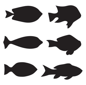 black fish silhouettes - vector illustration