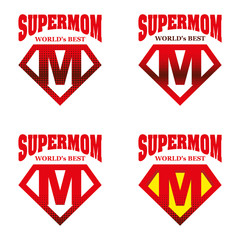 Super Mom hero Logo Supehero Letters