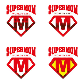 Super Mom Hero Logo Supehero Letters