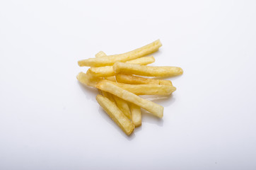 French fries on white background
