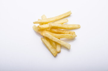 French fries on white background