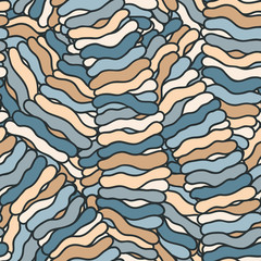 Seamless abstract hand-drawn waves pattern, wavy background.