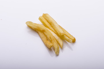 French fries on white background