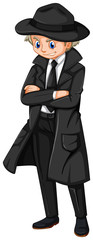 Male detective in black overcoat