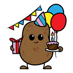 Naklejka premium Cartoon Birthday Potato