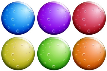 Round bubbles in six colors
