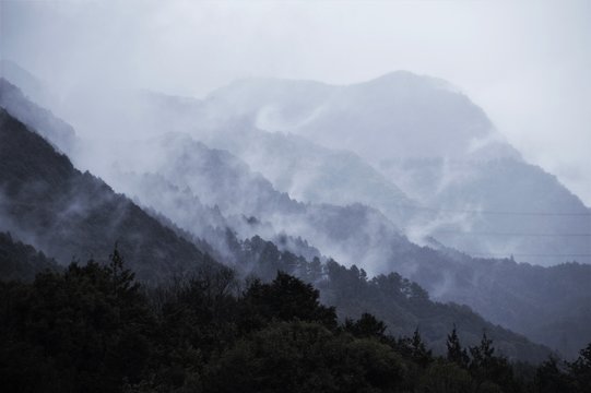 Fototapeta 霧の山並み