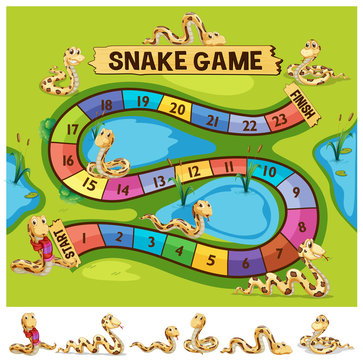 Boardgame template with snakes crawling