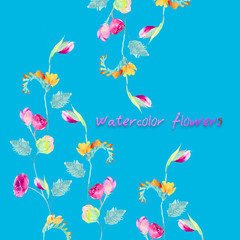 Naklejka na ściany i meble Watercolor flowers
