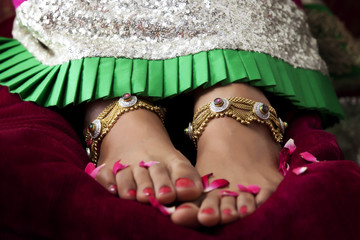 Close-up of a bride's feet