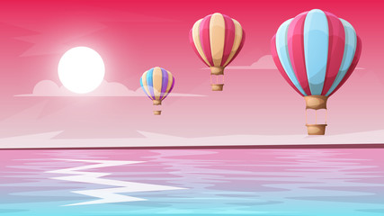landscape mountain. Air ballon Vector eps 10