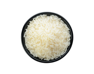 rice in bowl, isolated on white