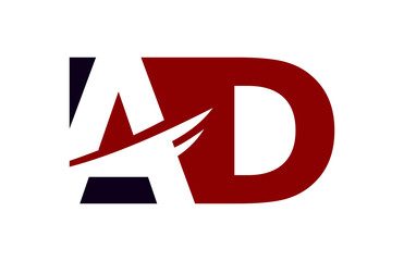 AD Red Negative Space Square Swoosh Letter Logo