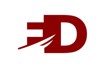 ED Red Negative Space Square Swoosh Letter Logo