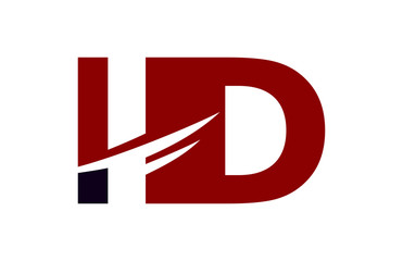 ID Red Negative Space Square Swoosh Letter Logo