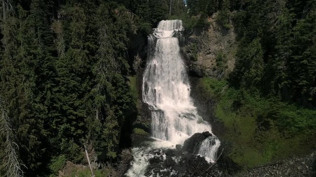 Aerial of Canadian Tourist Attraction Alexander Falls in British Columbia