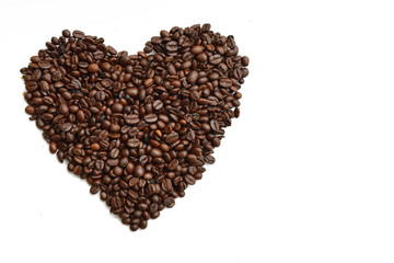 Seed of coffee on white background