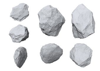 rocks set isolated on white background.