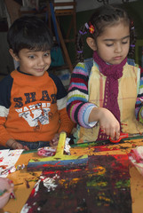 Fototapeta premium Little children painting 