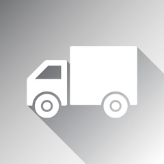 Shipping delivery truck flat icon for apps and websites. Vector illustration 