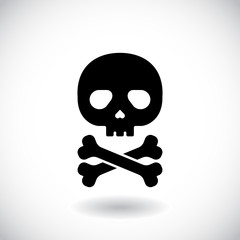 Skull and crossbones - a mark of the danger warning. Vector illustration