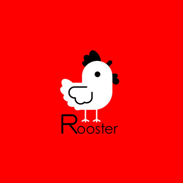 White Rooster Cock. Vector illustration