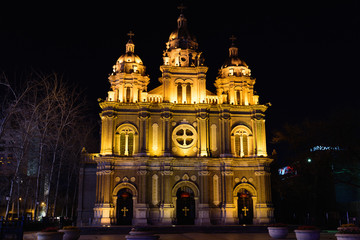 Fototapeta na wymiar Beijing church at night
