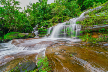waterfall in rainforest in Thailand