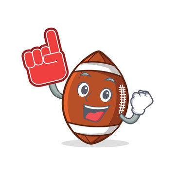 American football character cartoon with foam finger