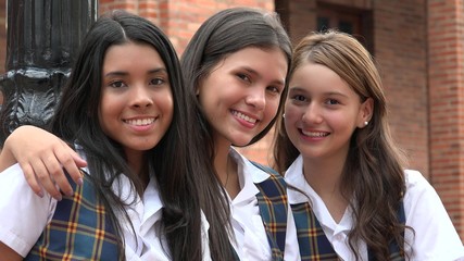 Happy Teen Girls Smiling