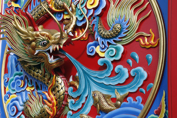 Chinese dragon in decoration in chinese temple