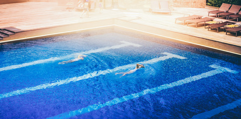 Athlete with swimming pool